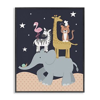 Stupell Home Decor Starry Night Sky Safari Animals Framed Wall Art