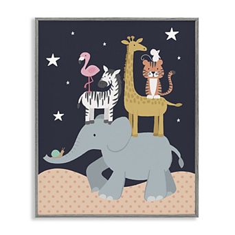 Stupell Home Decor Starry Night Sky Safari Animals Framed Wall Art