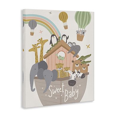 Stupell Home Decor Animal Hot Air Balloons Phrase Canvas Wall Art