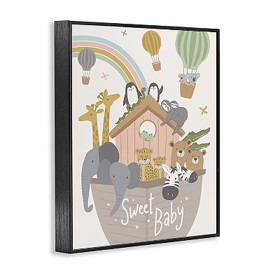 Stupell Home Decor Animal Hot Air Balloons Phrase Framed Wall Art