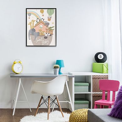 Stupell Home Decor Animal Hot Air Balloons Phrase Framed Wall Art