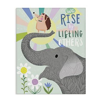 Stupell Home Decor Sentiment Phrase Elephant Hedgehog Flowers Canvas Wall Art