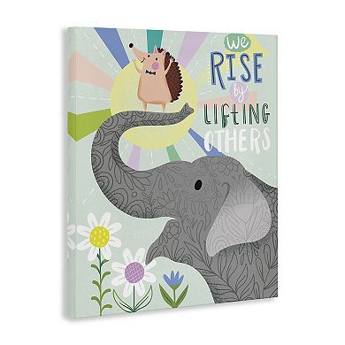 Stupell Home Decor Sentiment Phrase Elephant Hedgehog Flowers Canvas Wall Art