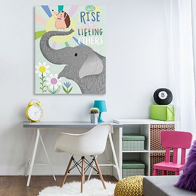 Stupell Home Decor Sentiment Phrase Elephant Hedgehog Flowers Canvas Wall Art