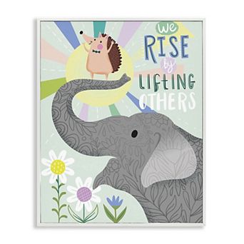 Stupell Home Decor Sentiment Phrase Elephant Hedgehog Flowers Framed Wall Art
