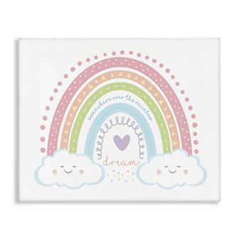 Stupell Home Decor Dream Over the Rainbow Clouds Phrase Canvas Wall Art