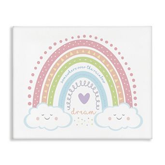 Stupell Home Decor Dream Over the Rainbow Clouds Phrase Canvas Wall Art