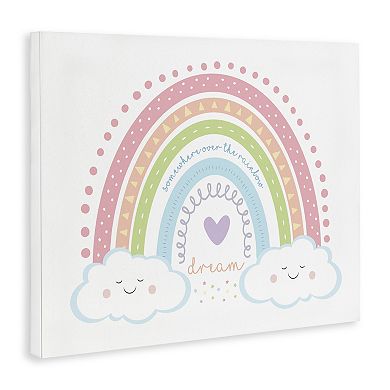 Stupell Home Decor Dream Over the Rainbow Clouds Phrase Canvas Wall Art