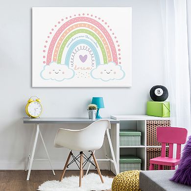 Stupell Home Decor Dream Over the Rainbow Clouds Phrase Canvas Wall Art