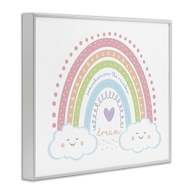 Stupell Home Decor Dream Over the Rainbow Clouds Phrase Framed Wall Art