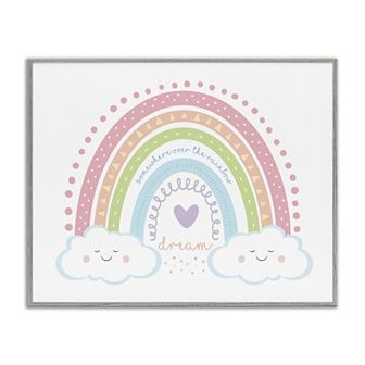 Stupell Home Decor Dream Over the Rainbow Clouds Phrase Framed Wall Art
