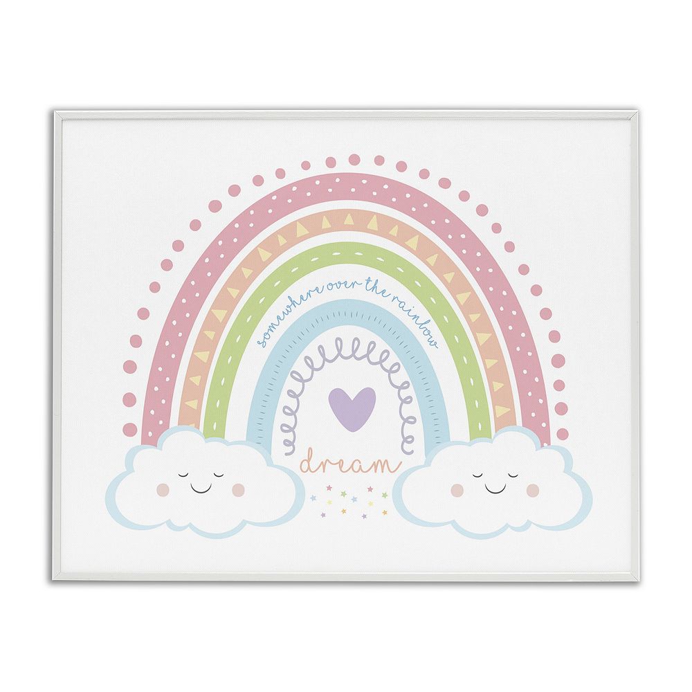 Stupell Home Decor Dream Over the Rainbow Clouds Phrase Framed Wall Art
