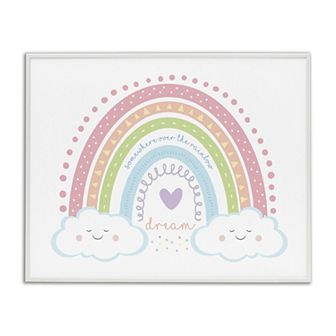 Stupell Home Decor Dream Over the Rainbow Clouds Phrase Framed Wall Art