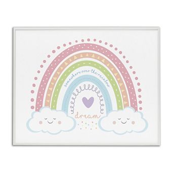 Stupell Home Decor Dream Over the Rainbow Clouds Phrase Framed Wall Art