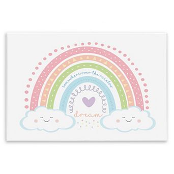 Stupell Home Decor Dream Over the Rainbow Clouds Phrase Plaque Wall Art
