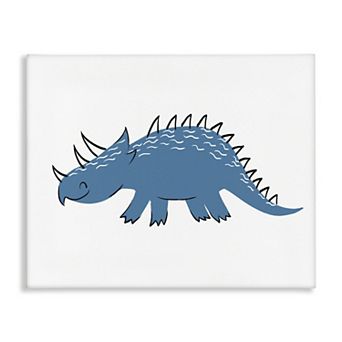 Stupell Home Decor Happy Blue Spiked Dinosaur Stretched Canvas Print