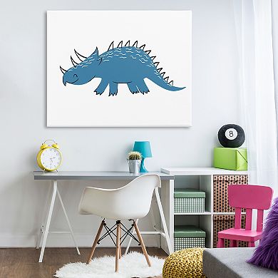 Stupell Home Decor Happy Blue Spiked Dinosaur Stretched Canvas Print