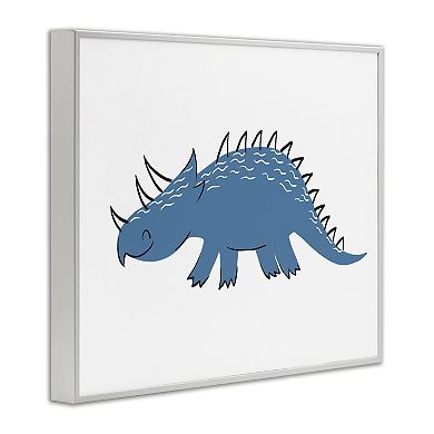 Stupell Home Decor Happy Blue Spiked Dinosaur Framed Floating Canvas