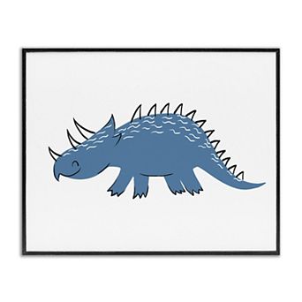 Stupell Home Decor Happy Blue Spiked Dinosaur Framed Floating Canvas