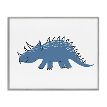 Stupell Home Decor Happy Blue Spiked Dinosaur Framed Floating Canvas