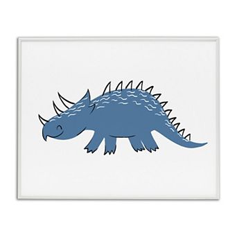 Stupell Home Decor Happy Blue Spiked Dinosaur Framed Floating Canvas