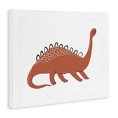 Stupell Home Decor Red Long Neck Dinosaur Stretched Canvas Print