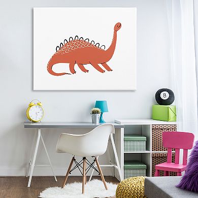 Stupell Home Decor Red Long Neck Dinosaur Stretched Canvas Print