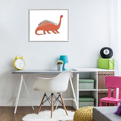 Stupell Home Decor Red Long Neck Dinosaur Framed Floating Canvas