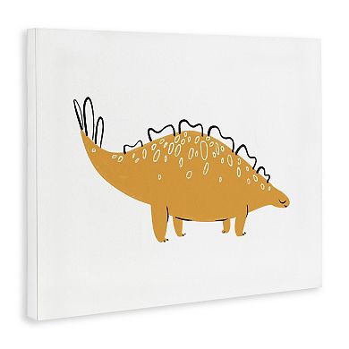 Stupell Home Decor Smiling Yellow Spotted Dinosaur Stretched Canvas Print