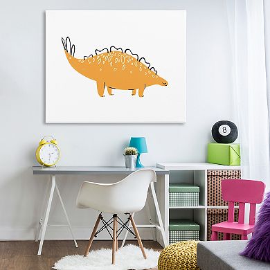 Stupell Home Decor Smiling Yellow Spotted Dinosaur Stretched Canvas Print