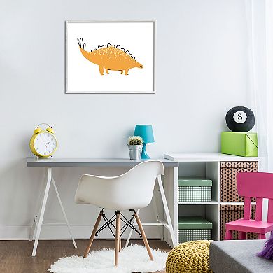 Stupell Home Decor Smiling Yellow Spotted Dinosaur Framed Floating Canvas