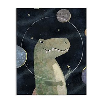 Stupell Home Decor Outer Space Dinosaur Glass Helmet Stretched Canvas Print