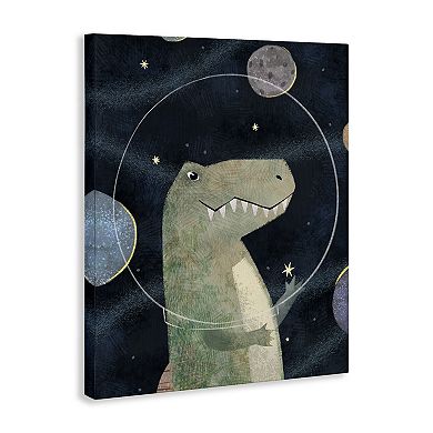 Stupell Home Decor Outer Space Dinosaur Glass Helmet Stretched Canvas Print