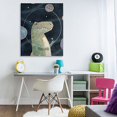 Stupell Home Decor Outer Space Dinosaur Glass Helmet Stretched Canvas Print