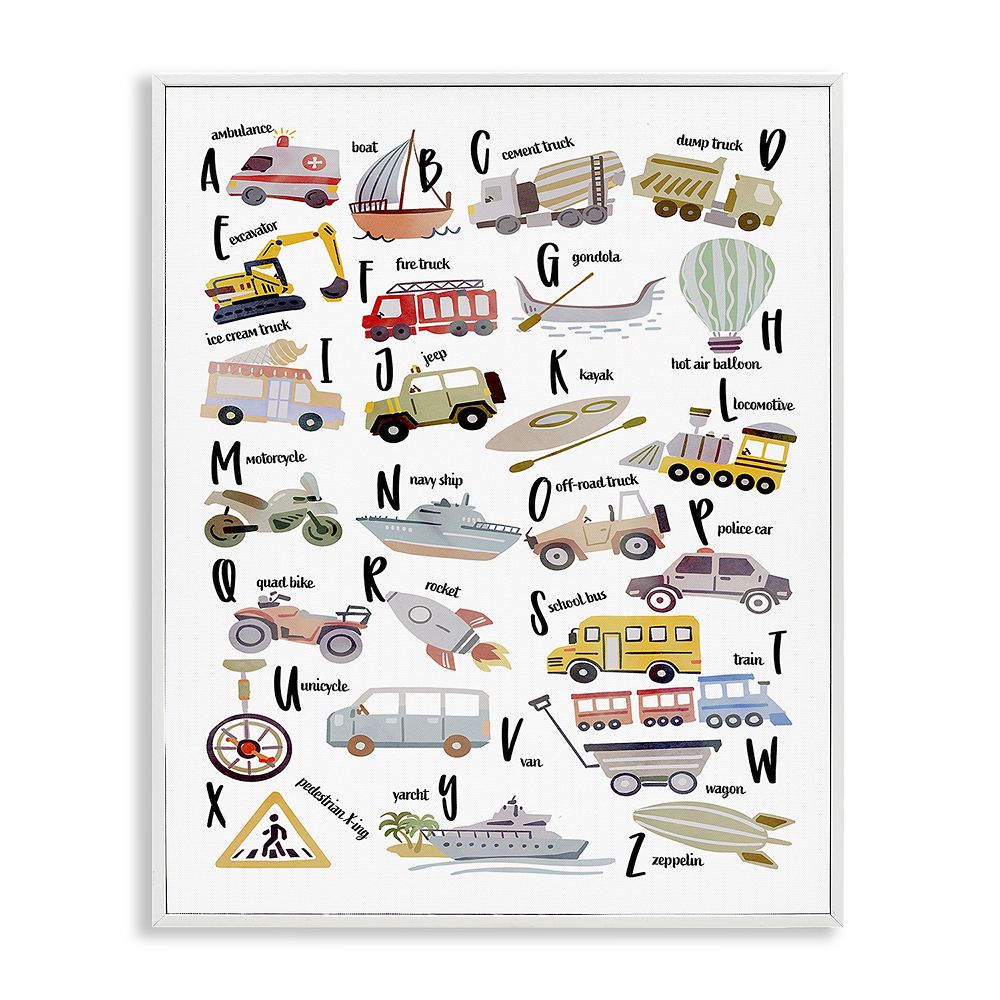 Stupell Home Decor Educational Automobile Alphabet Framed Wall Art