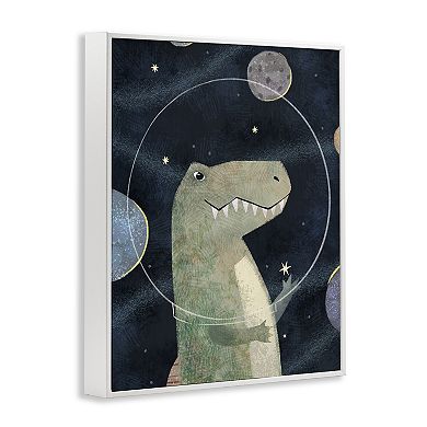 Stupell Home Decor Outer Space Dinosaur Glass Helmet Framed Floating Canvas