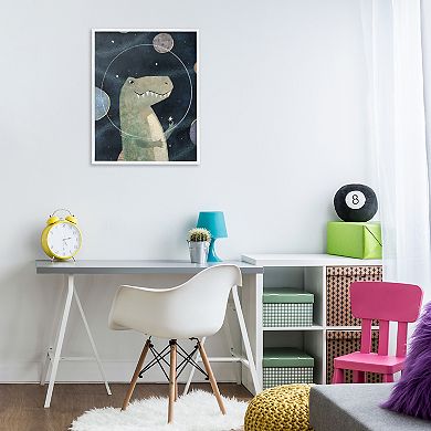 Stupell Home Decor Outer Space Dinosaur Glass Helmet Framed Floating Canvas