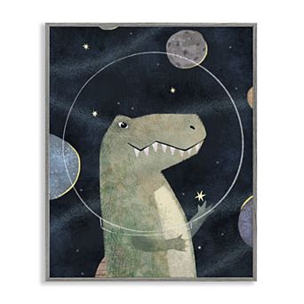 Stupell Home Decor Outer Space Dinosaur Glass Helmet Framed Floating Canvas