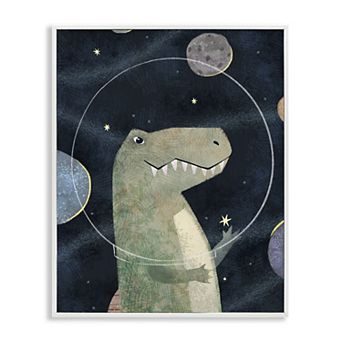 Stupell Home Decor Outer Space Dinosaur Glass Helmet Framed Floating Canvas