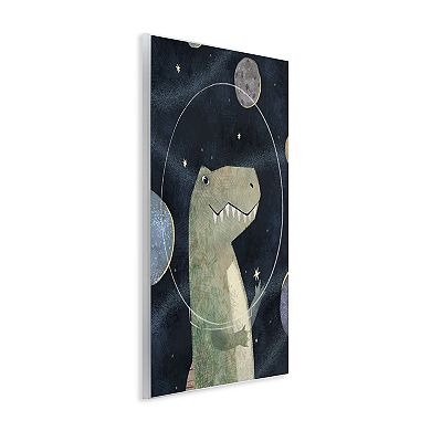 Stupell Home Decor Outer Space Dinosaur Glass Helmet Wood Plaque