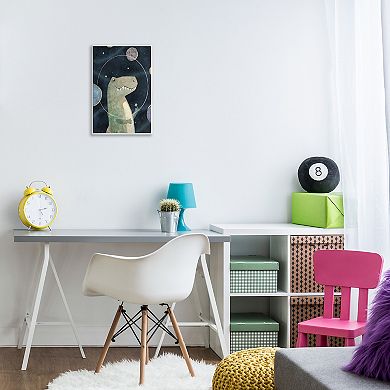 Stupell Home Decor Outer Space Dinosaur Glass Helmet Wood Plaque