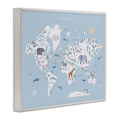 Stupell Home Decor World Animals Map Framed Giclee
