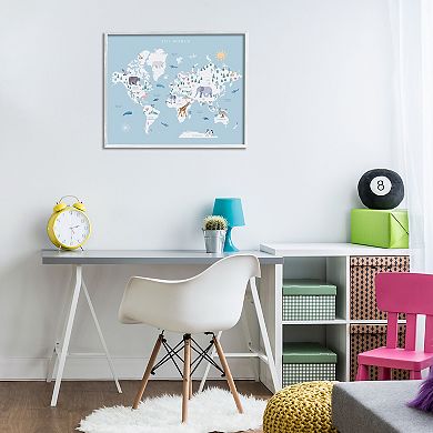 Stupell Home Decor World Animals Map Framed Giclee