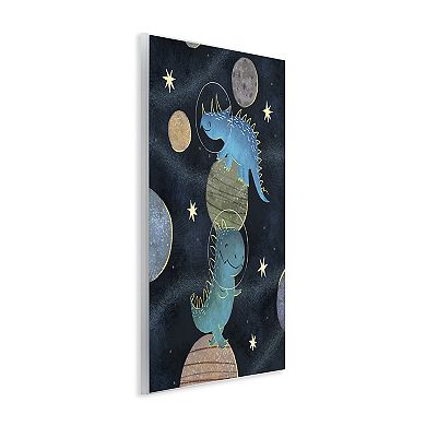 Stupell Home Decor Galactic Dinosaur Astronauts Outer Space Wood Plaque