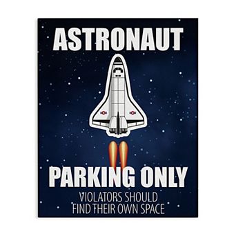 Stupell Home Decor Astronaut Parking Space Sign Stretched Canvas Print