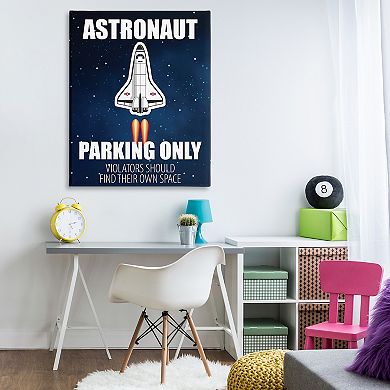 Stupell Home Decor Astronaut Parking Space Sign Stretched Canvas Print