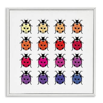 Stupell Home Decor Rainbow Ladybug Pattern Framed Canvas Wall Art