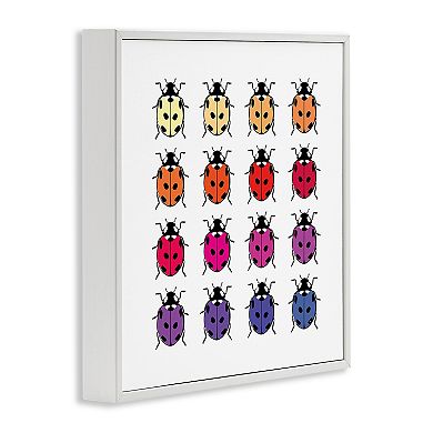 Stupell Home Decor Rainbow Ladybug Pattern Framed Canvas Wall Art