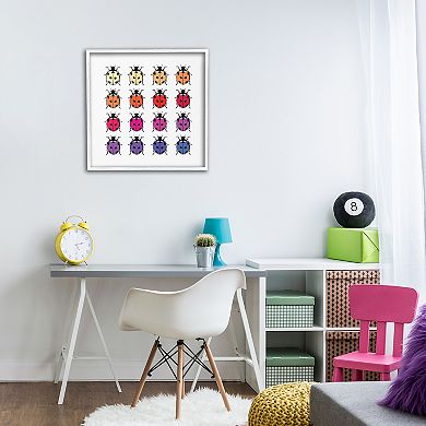 Stupell Home Decor Rainbow Ladybug Pattern Framed Canvas Wall Art