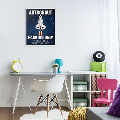Stupell Home Decor Astronaut Parking Space Sign Framed Floating Canvas